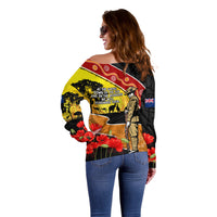 New Zealand And Australia ANZAC Day Off Shoulder Sweater Aboriginal Maori Starring Night Style LT14 - Polynesian Pride