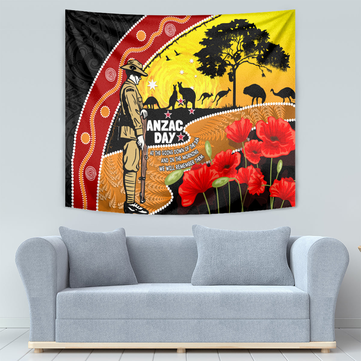 New Zealand And Australia ANZAC Day Tapestry Aboriginal Maori Starring Night Style LT14 - Polynesian Pride