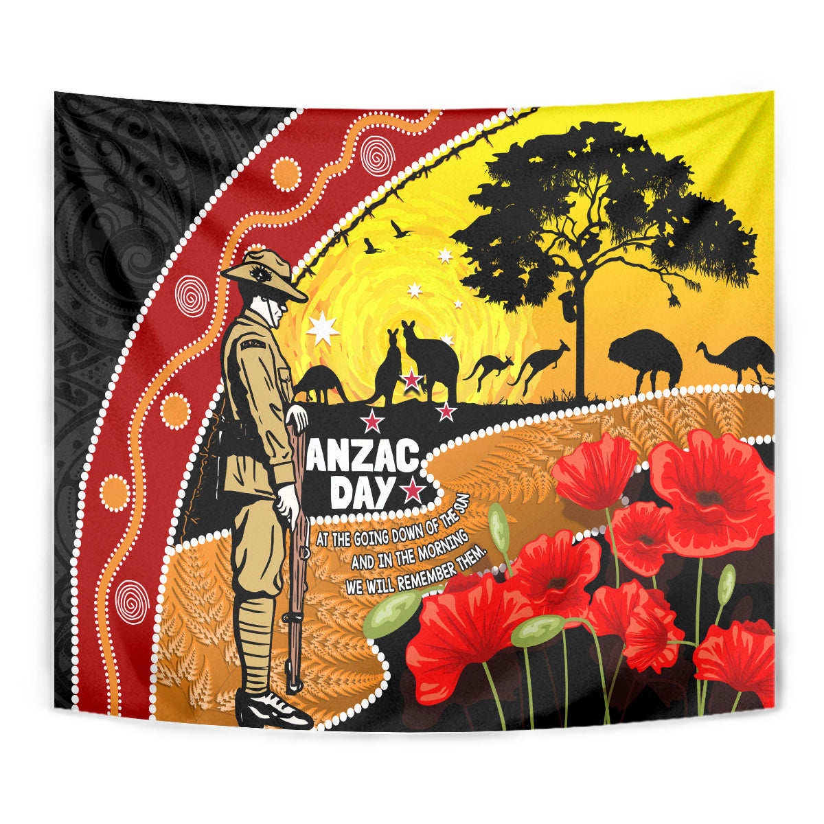 New Zealand And Australia ANZAC Day Tapestry Aboriginal Maori Starring Night Style LT14 - Polynesian Pride