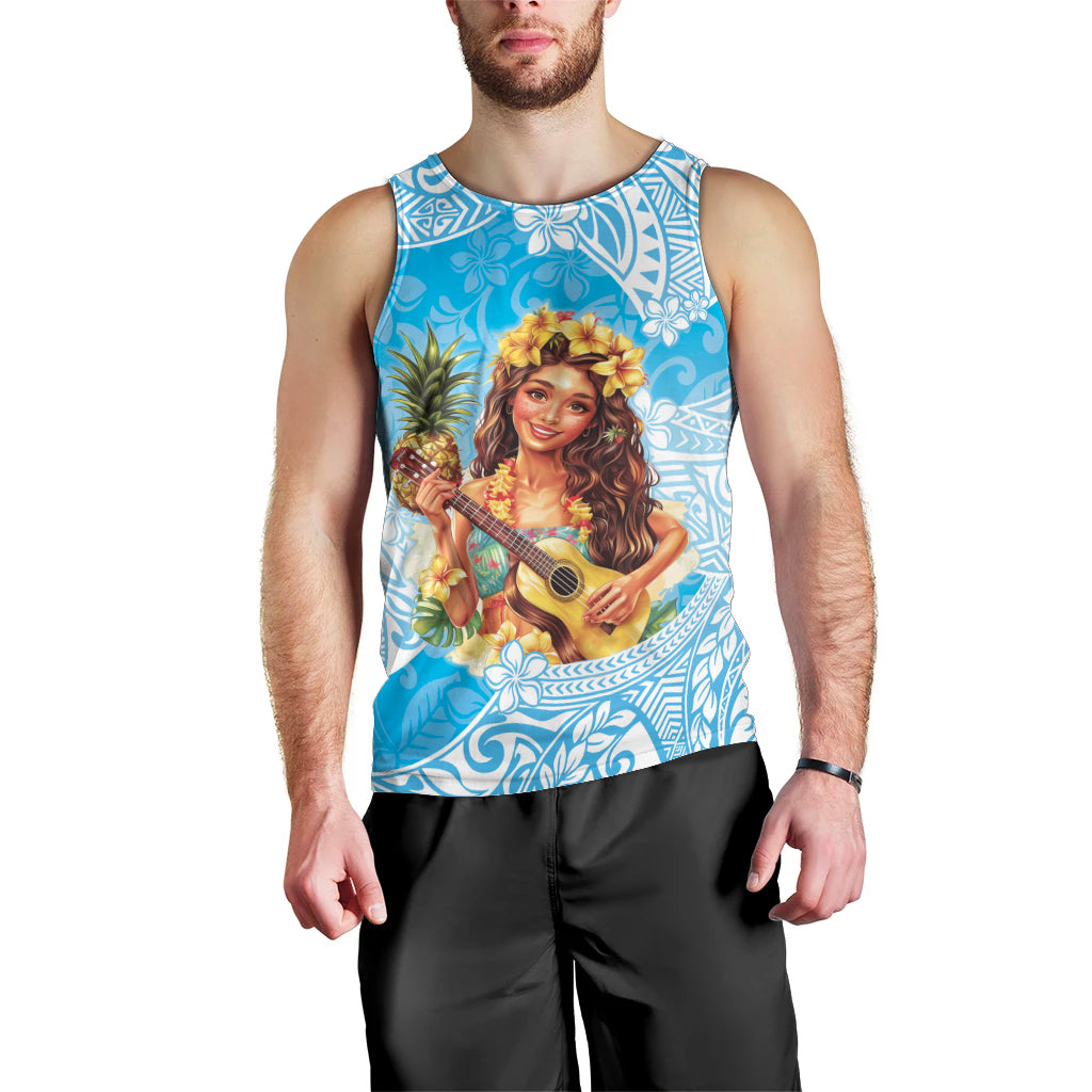 Aloha Hawaii Women's Day Men Tank Top Hula Girl With Ukulele Tropical Style LT14 - Polynesian Pride