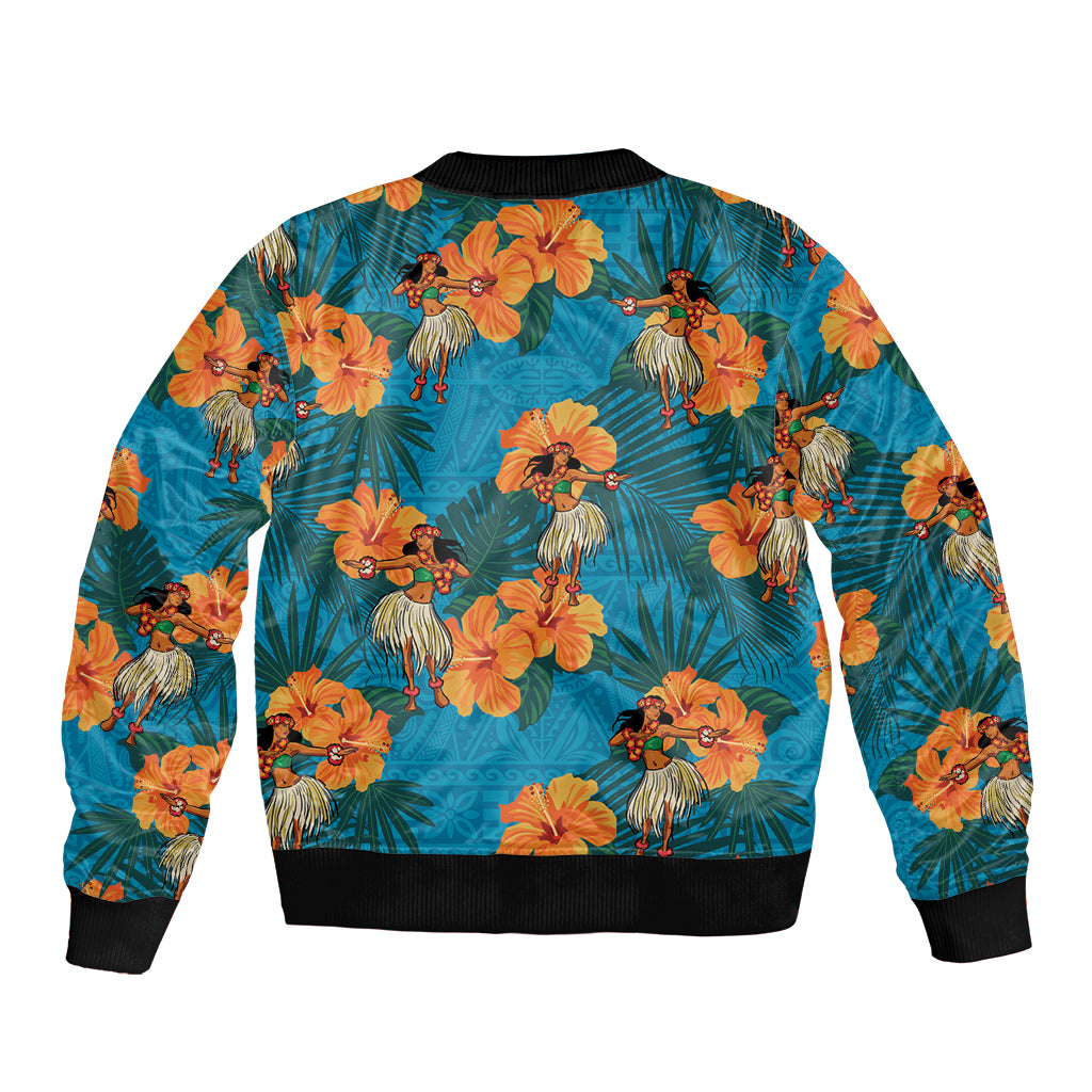 Hawaii Luau Party Bomber Jacket Dancing Girl Tropical Flowers LT14 - Polynesian Pride