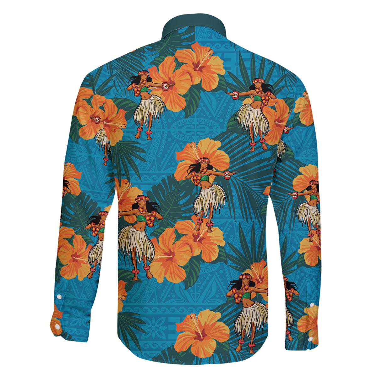 Hawaii Luau Party Family Matching Off Shoulder Maxi Dress and Hawaiian Shirt Dancing Girl Tropical Flowers LT14 - Polynesian Pride