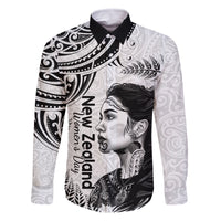 New Zealand Women's Day Family Matching Long Sleeve Bodycon Dress and Hawaiian Shirt Aotearoa Kia Whakapumau Te Mana Wahine LT14 Dad's Shirt - Long Sleeve White - Polynesian Pride