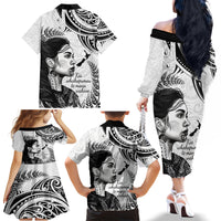 New Zealand Women's Day Family Matching Off Shoulder Long Sleeve Dress and Hawaiian Shirt Aotearoa Kia Whakapumau Te Mana Wahine LT14 - Polynesian Pride