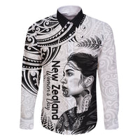 New Zealand Women's Day Family Matching Short Sleeve Bodycon Dress and Hawaiian Shirt Aotearoa Kia Whakapumau Te Mana Wahine LT14 Dad's Shirt - Long Sleeve White - Polynesian Pride