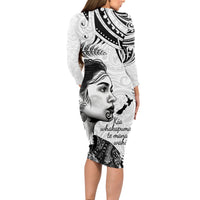 New Zealand Women's Day Long Sleeve Bodycon Dress Aotearoa Kia Whakapumau Te Mana Wahine LT14 - Polynesian Pride