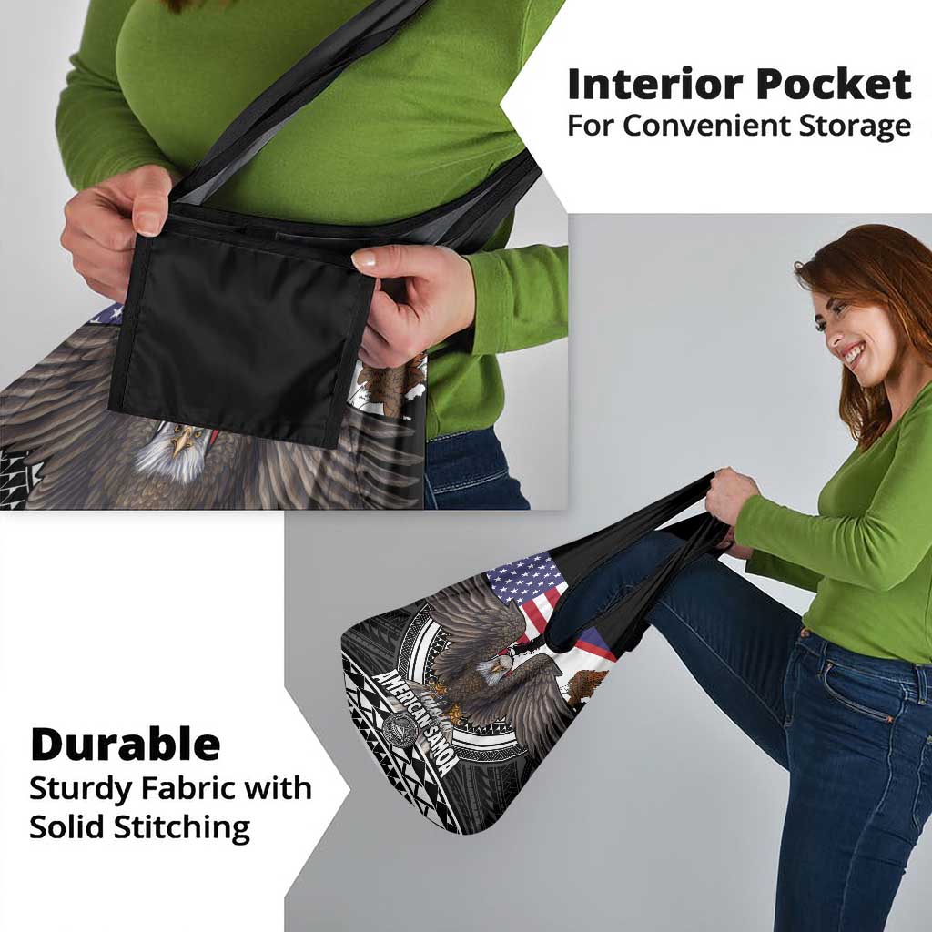 Talofa American Samoa Flag Day Grocery Bag Bald Eagle Polynesian Tattoo