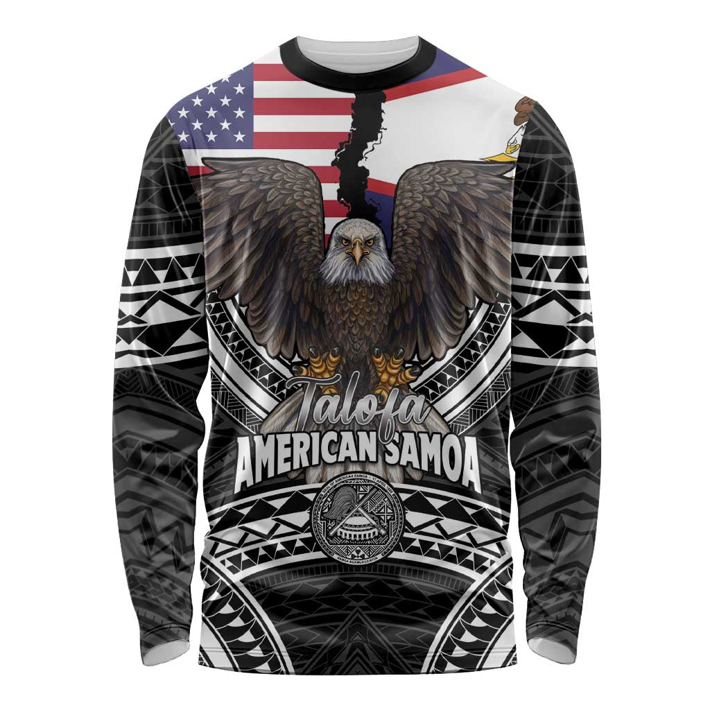 Talofa American Samoa Flag Day Long Sleeve Shirt Bald Eagle Polynesian Tattoo