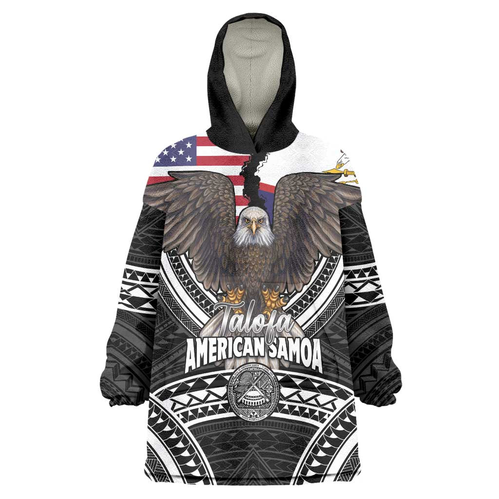 Talofa American Samoa Flag Day Wearable Blanket Hoodie Bald Eagle Polynesian Tattoo