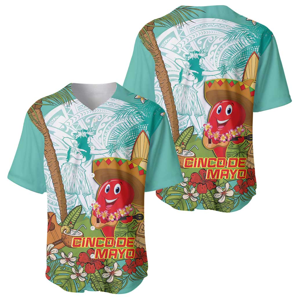 Hawaii Cinco de Mayo Baseball Jersey Chili Pepper Hula Girl Tropical Vibes