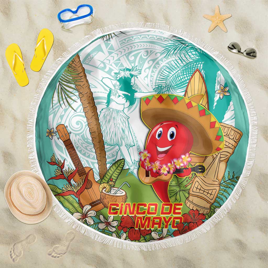 Hawaii Cinco de Mayo Beach Blanket Chili Pepper Hula Girl Tropical Vibes