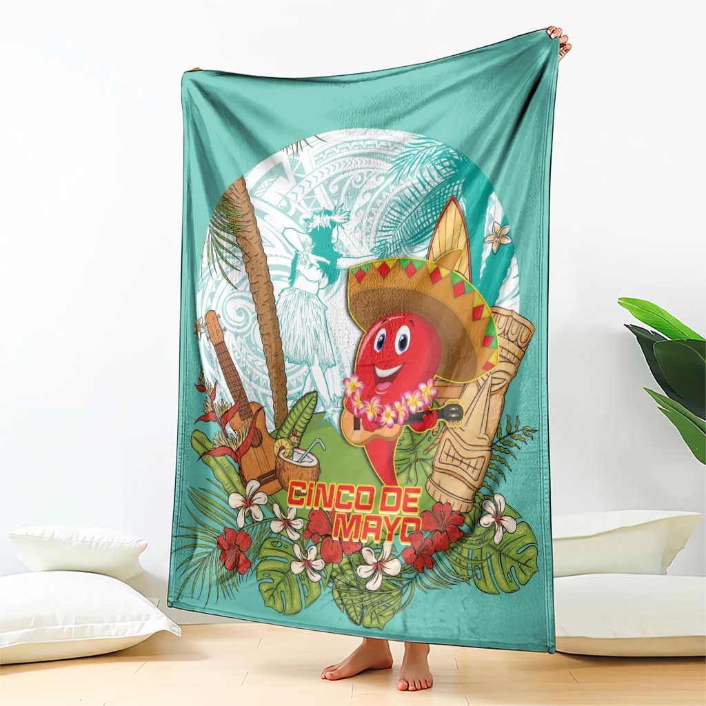Hawaii Cinco de Mayo Blanket Chili Pepper Hula Girl Tropical Vibes