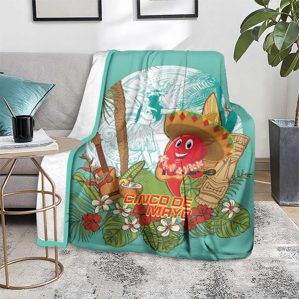 Hawaii Cinco de Mayo Blanket Chili Pepper Hula Girl Tropical Vibes