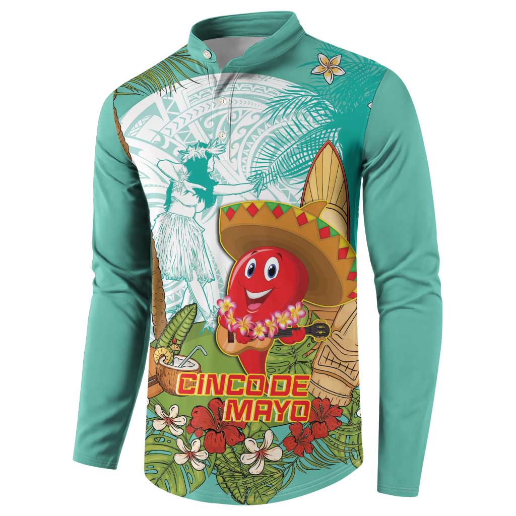 Hawaii Cinco de Mayo Button Sweatshirt Chili Pepper Hula Girl Tropical Vibes