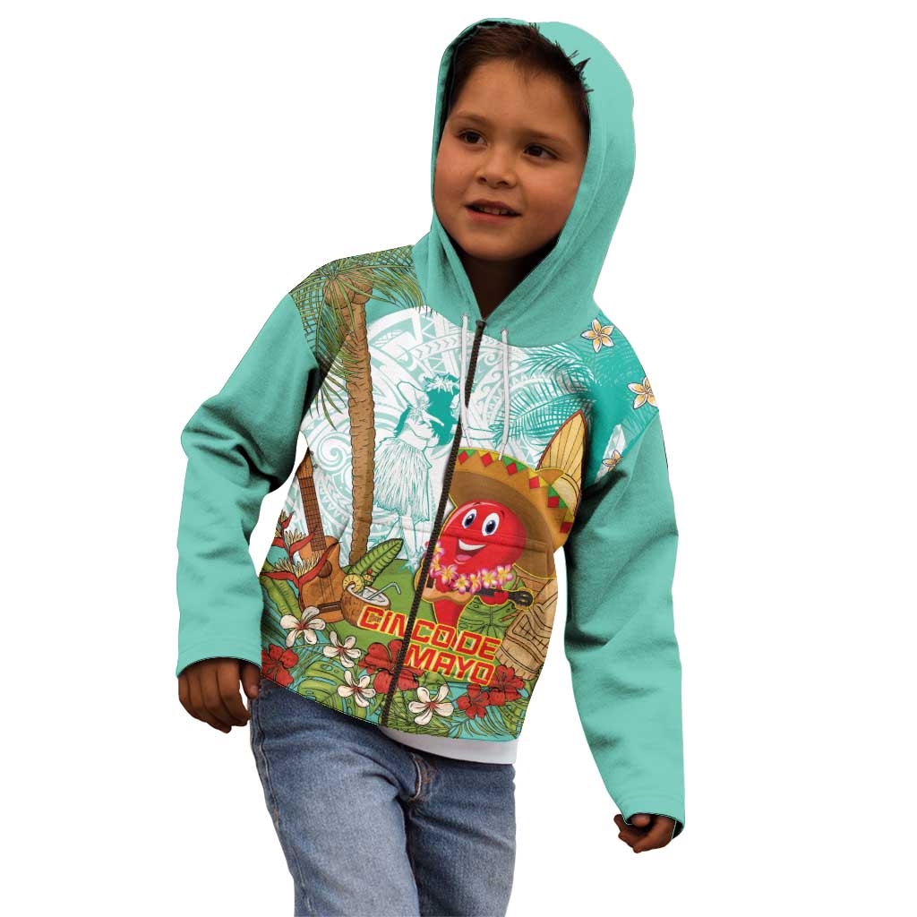Hawaii Cinco de Mayo Kid Hoodie Chili Pepper Hula Girl Tropical Vibes