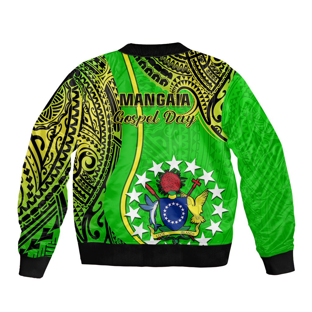 Polynesian Pride Cook Islands Sleeve Zip Bomber Jacket Mangaia Gospel Day Green Version LT14 - Polynesian Pride