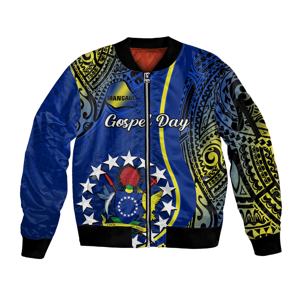 Polynesian Pride Cook Islands Sleeve Zip Bomber Jacket Mangaia Gospel Day Blue Version LT14 Unisex Blue - Polynesian Pride
