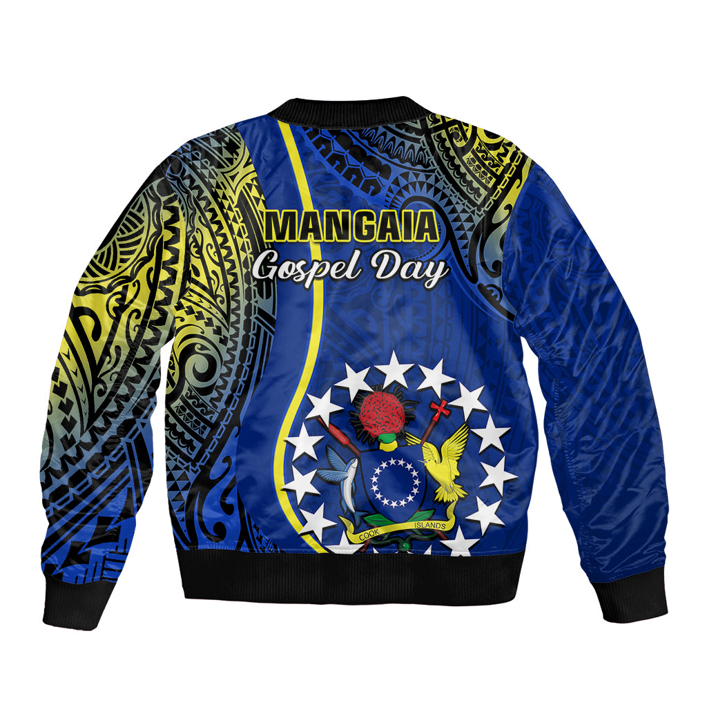 Polynesian Pride Cook Islands Sleeve Zip Bomber Jacket Mangaia Gospel Day Blue Version LT14 - Polynesian Pride