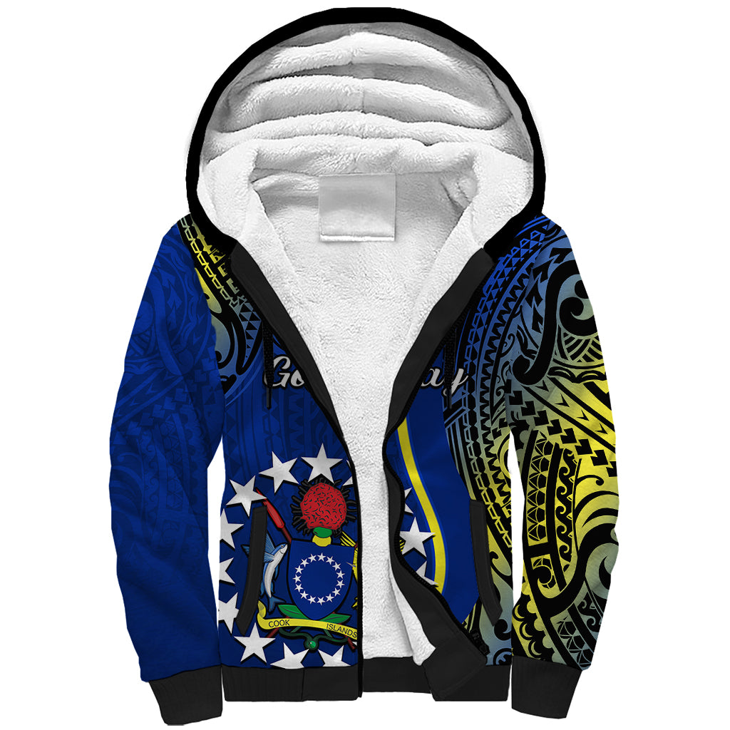 Personalised Cook Islands Sherpa Hoodie Mangaia Gospel Day Blue Version LT14 Unisex Blue - Polynesian Pride