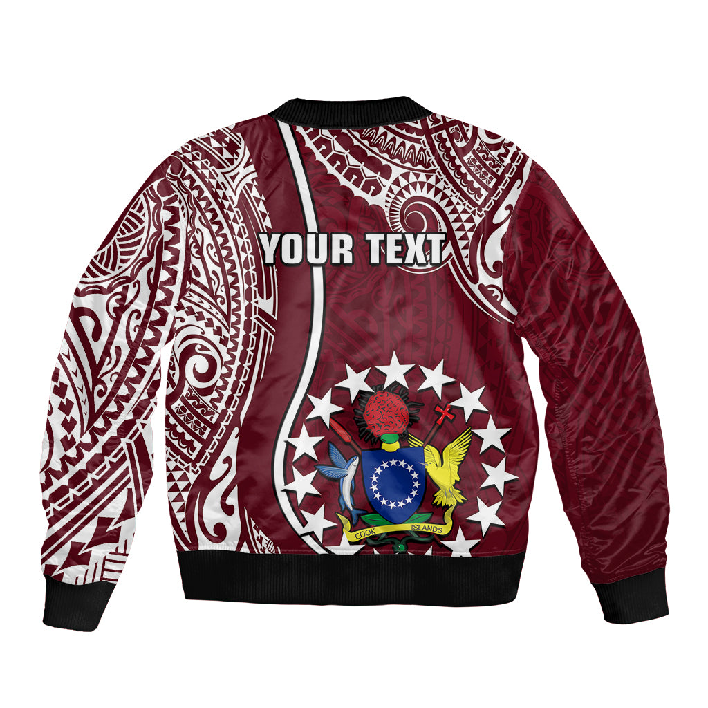 Personalised June 15 Mangaia Gospel Day Mangaia Cook Islands Sleeve Zip Bomber Jacket Maroon Version LT14 - Polynesian Pride
