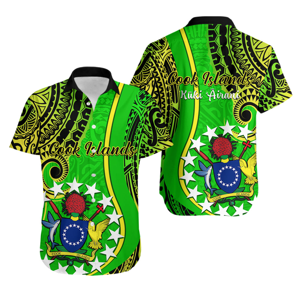 Polynesian Pride Cook Islands Hawaiian Shirt Kuki Airani Coat Of Arms LT14 Green - Polynesian Pride