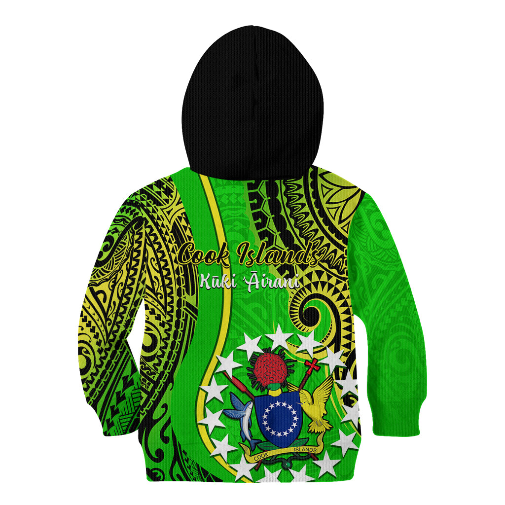 Polynesian Pride Cook Islands Kid Hoodie Kuki Airani Coat Of Arms LT14 Zip Hoodie Green - Polynesian Pride
