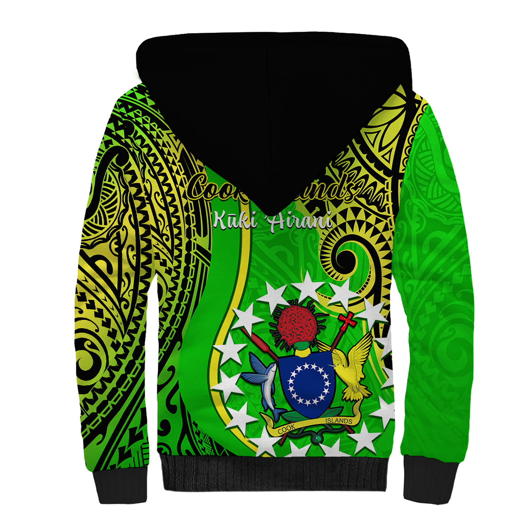 Polynesian Pride Cook Islands Sherpa Hoodie Kuki Airani Coat Of Arms LT14 - Polynesian Pride