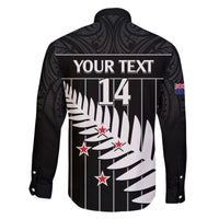 Custom New Zealand Silver Fern Cricket Family Matching Long Sleeve Bodycon Dress and Hawaiian Shirt Aotearoa Maori Go Black Cap