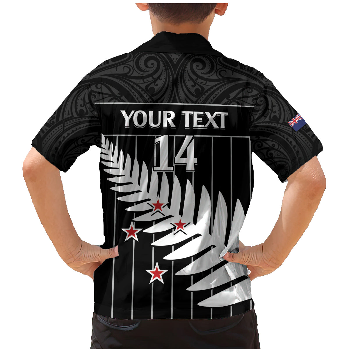 Custom New Zealand Silver Fern Cricket Family Matching Mermaid Dress and Hawaiian Shirt Aotearoa Maori Go Black Cap