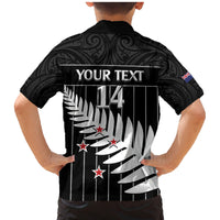 Custom New Zealand Silver Fern Cricket Family Matching Mermaid Dress and Hawaiian Shirt Aotearoa Maori Go Black Cap