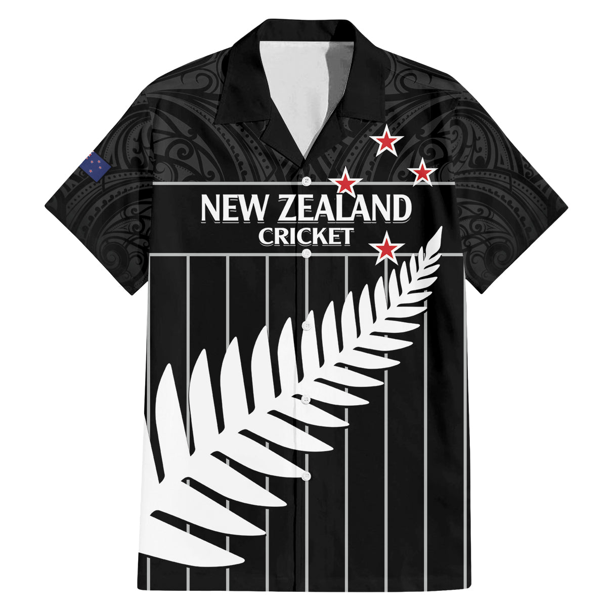 Custom New Zealand Silver Fern Cricket Family Matching Mermaid Dress and Hawaiian Shirt Aotearoa Maori Go Black Cap