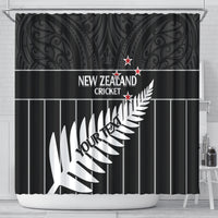 Custom New Zealand Silver Fern Cricket Shower Curtain Aotearoa Maori Go Black Cap