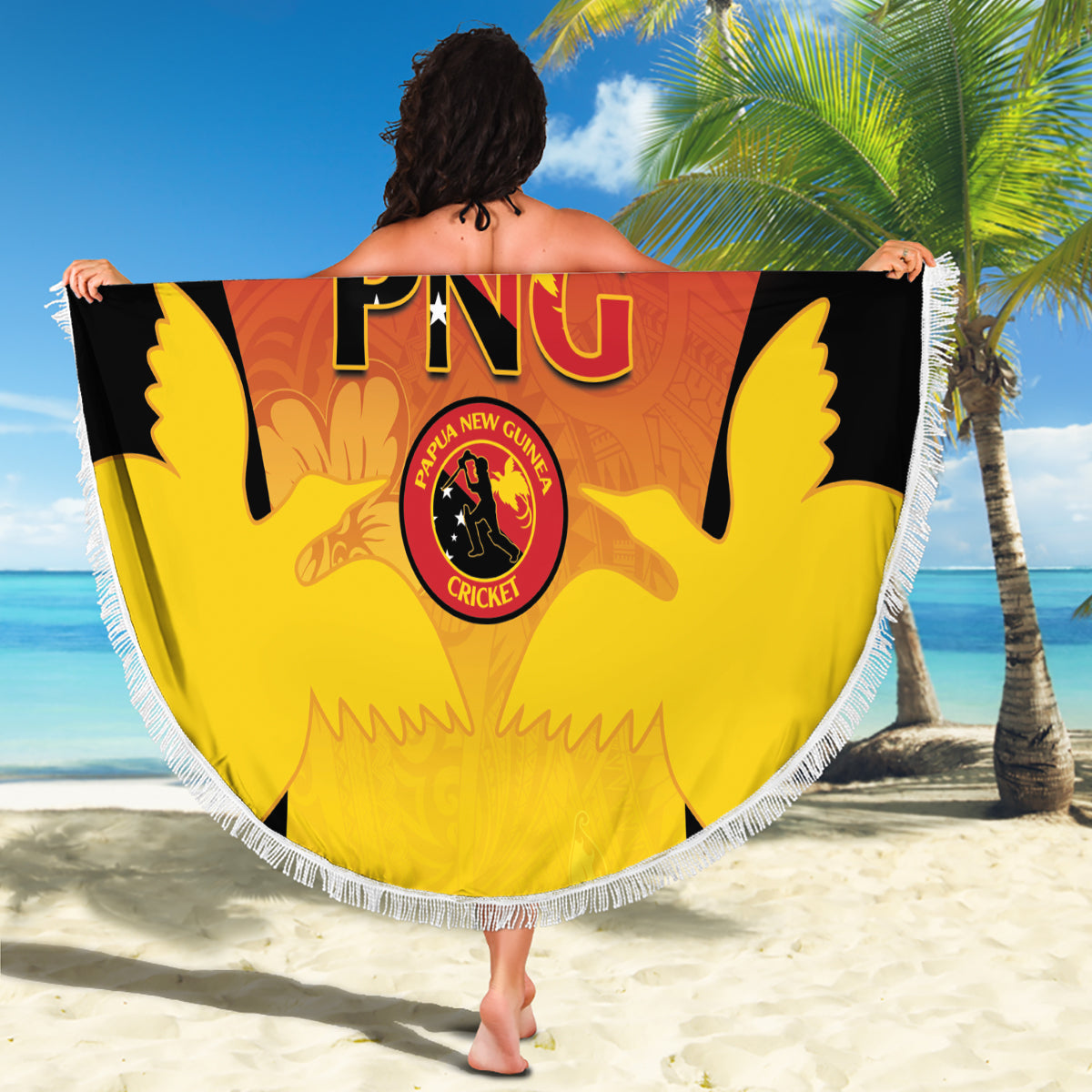 Custom Papua New Guinea Cricket Beach Blanket 2024 Go PNG