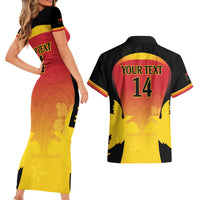 Custom Papua New Guinea Cricket Couples Matching Short Sleeve Bodycon Dress and Hawaiian Shirt 2024 Go PNG