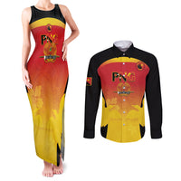 Custom Papua New Guinea Cricket Couples Matching Tank Maxi Dress and Long Sleeve Button Shirt 2024 Go PNG