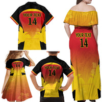 Custom Papua New Guinea Cricket Family Matching Off Shoulder Maxi Dress and Hawaiian Shirt 2024 Go PNG