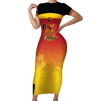 Custom Papua New Guinea Cricket Family Matching Short Sleeve Bodycon Dress and Hawaiian Shirt 2024 Go PNG