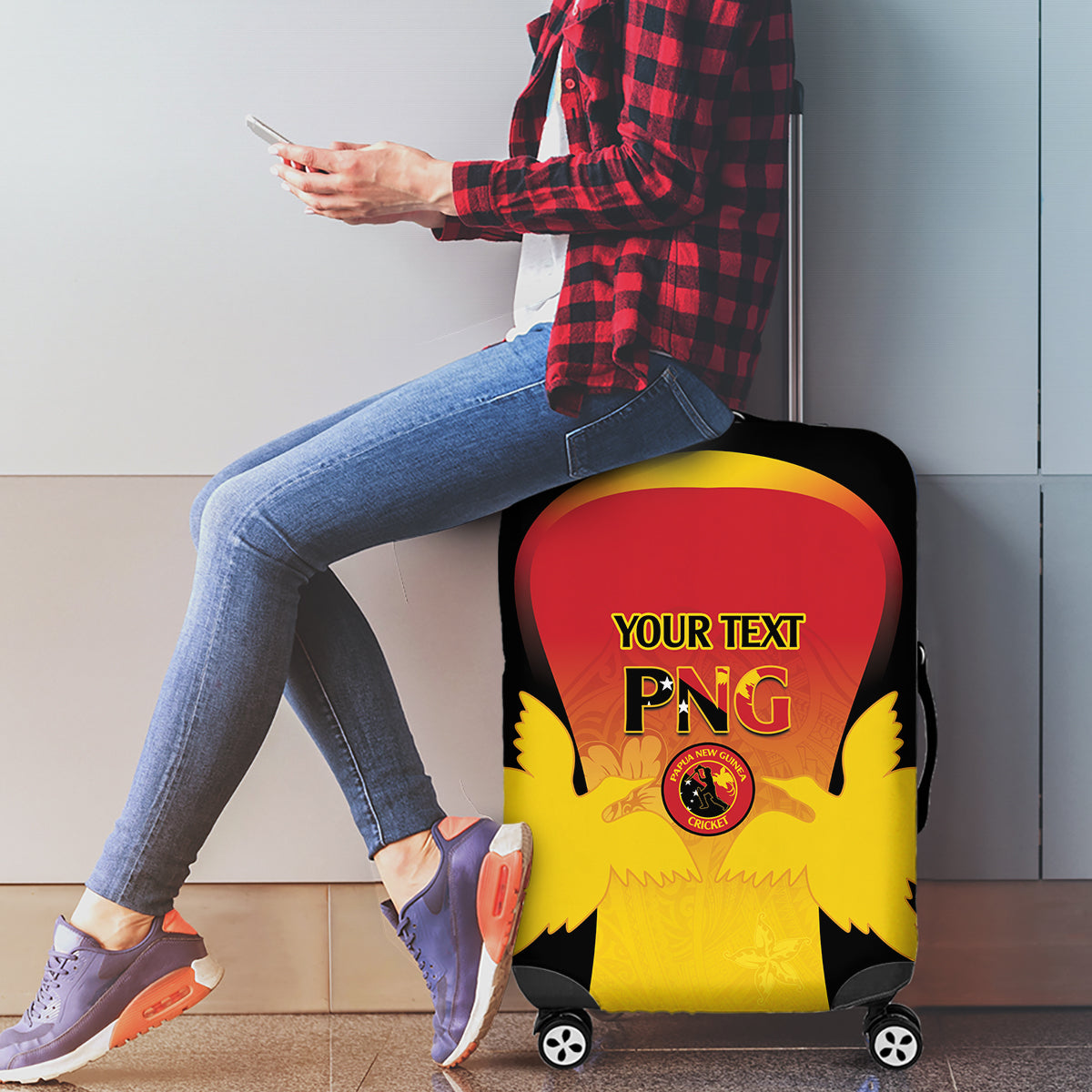 Custom Papua New Guinea Cricket Luggage Cover 2024 Go PNG LT14 - Polynesian Pride