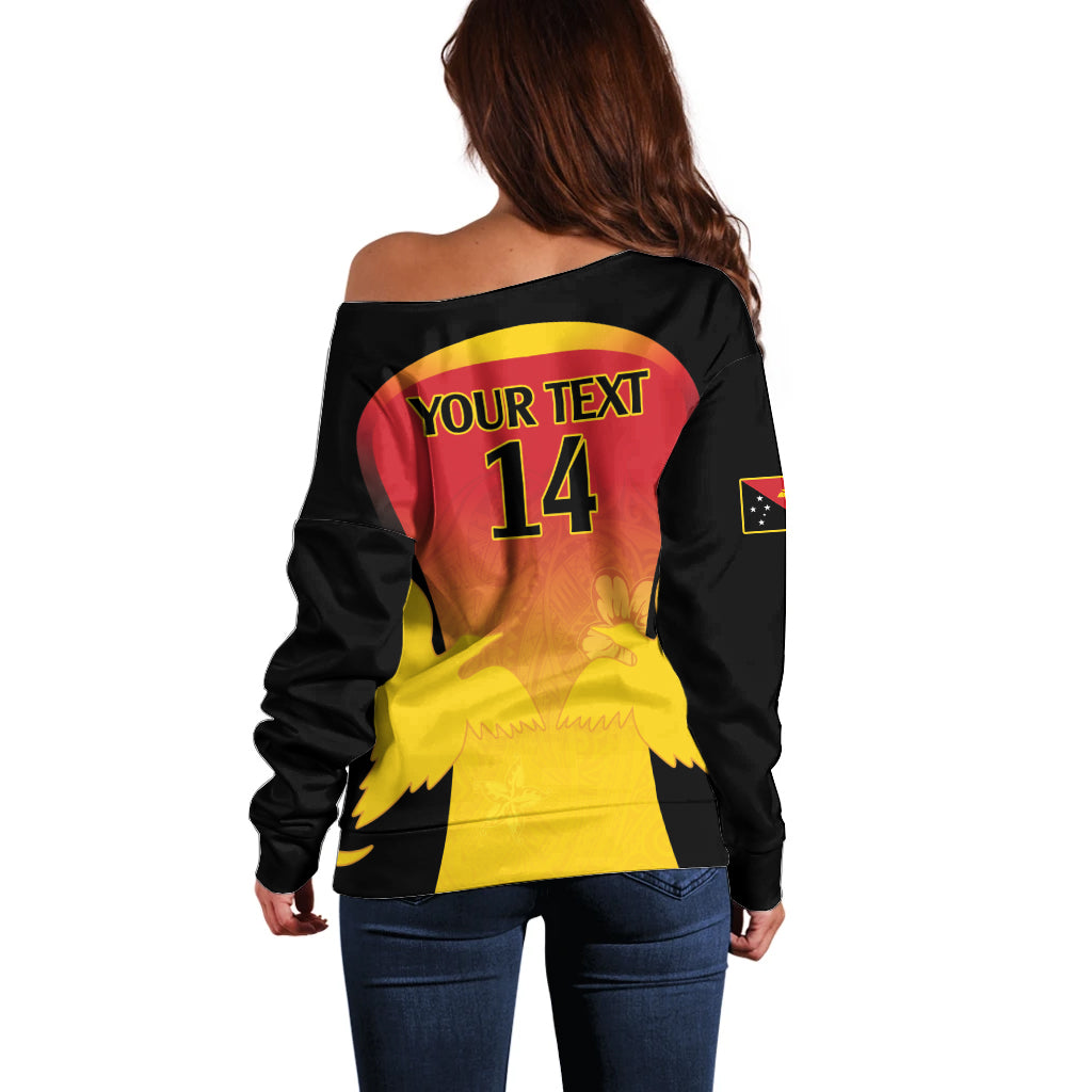 Custom Papua New Guinea Cricket Off Shoulder Sweater 2024 Go PNG LT14 - Polynesian Pride