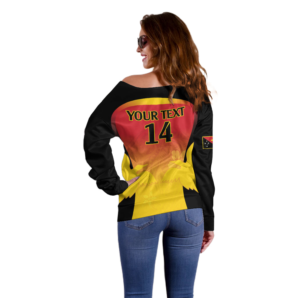 Custom Papua New Guinea Cricket Off Shoulder Sweater 2024 Go PNG LT14 - Polynesian Pride