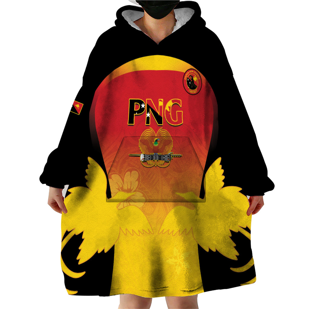 Custom Papua New Guinea Cricket Wearable Blanket Hoodie 2024 Go PNG