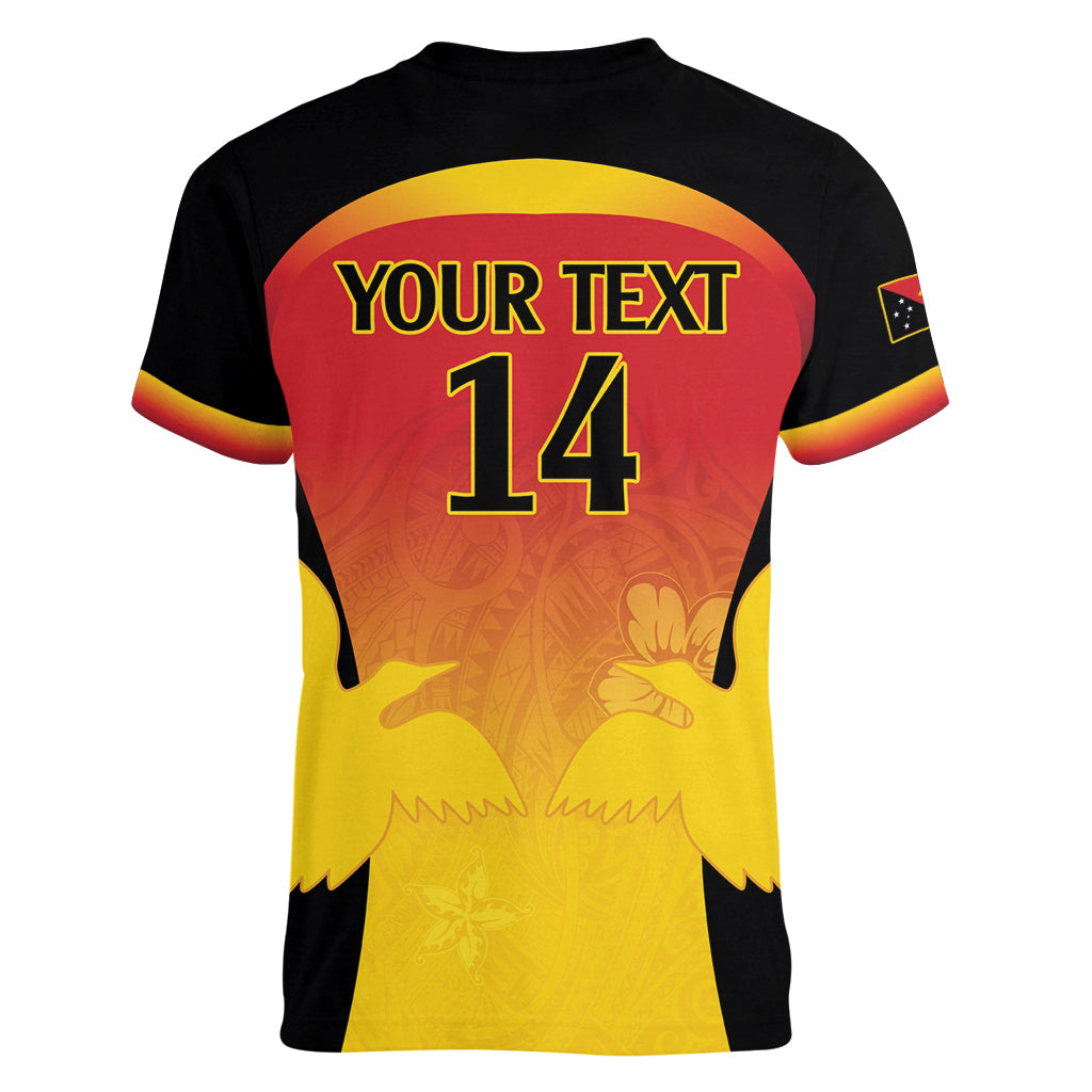 Custom Papua New Guinea Cricket Women V-Neck T-Shirt 2024 Go PNG