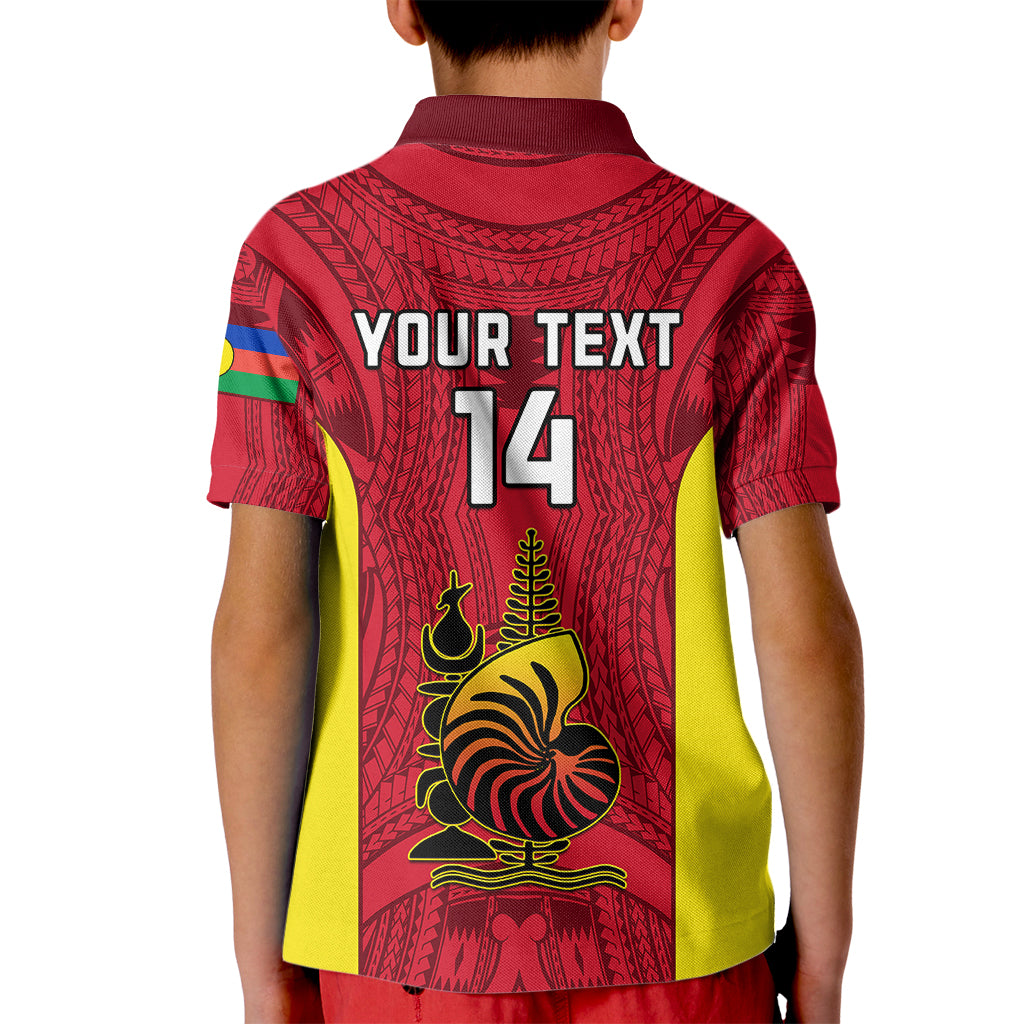 Personalised New Caledonia Rugby Kid Polo Shirt Coat Of Arms Mix Polynesian Pattern LT14 - Polynesian Pride