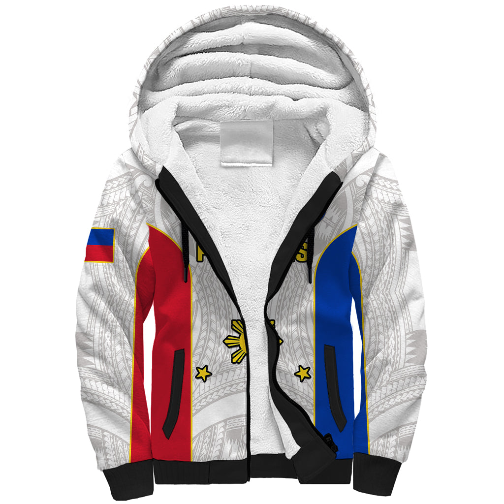 Philippines Rugby Sherpa Hoodie Pacific Pilipinas Go Tamaraws LT14 Unisex White - Polynesian Pride