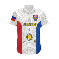 Personalised Philippines Rugby Hawaiian Shirt Pacific Pilipinas Go Tamaraws LT14 White - Polynesian Pride