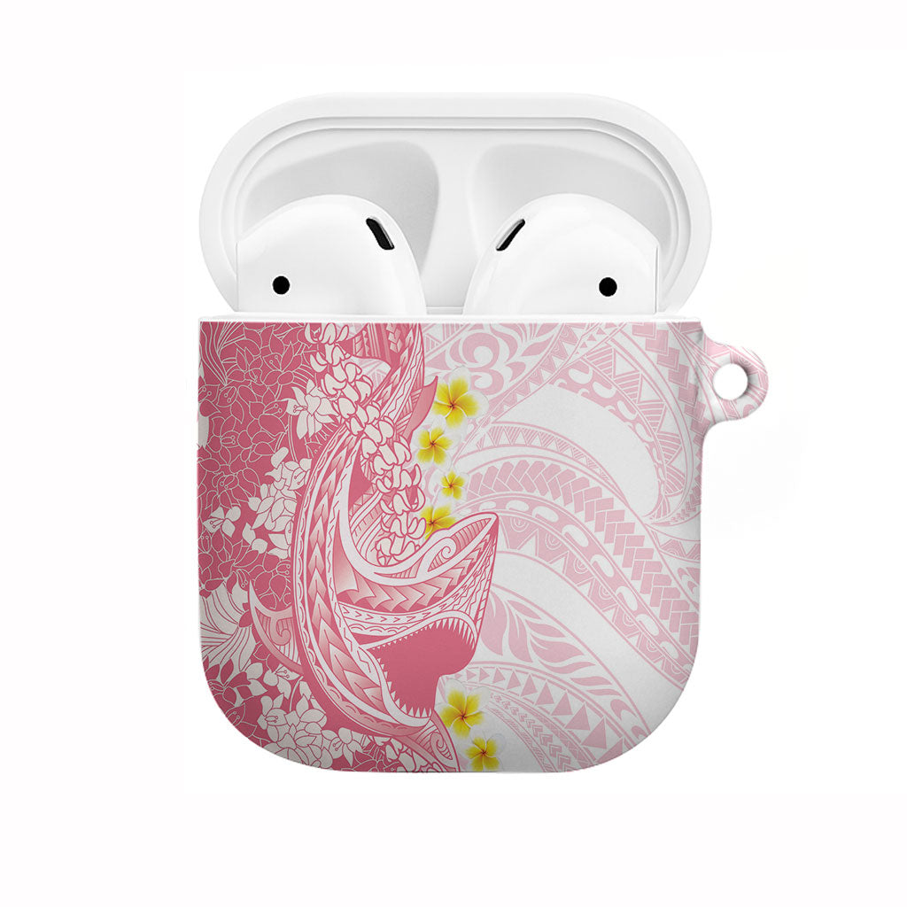 Pink Hawaii Shark Tattoo AirPods Case Puakenikeni Lei Plumeria Polynesian Pattern