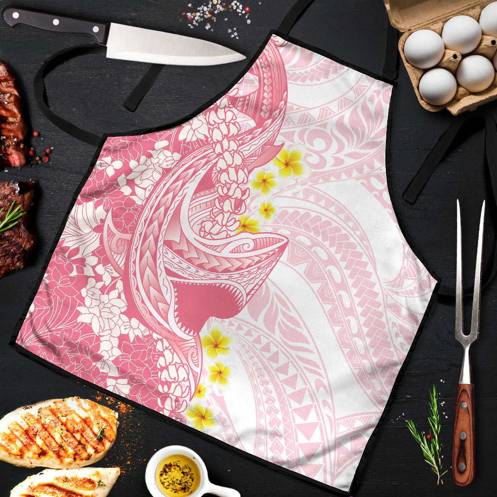 Pink Hawaii Shark Tattoo Apron Puakenikeni Lei Plumeria Polynesian Pattern