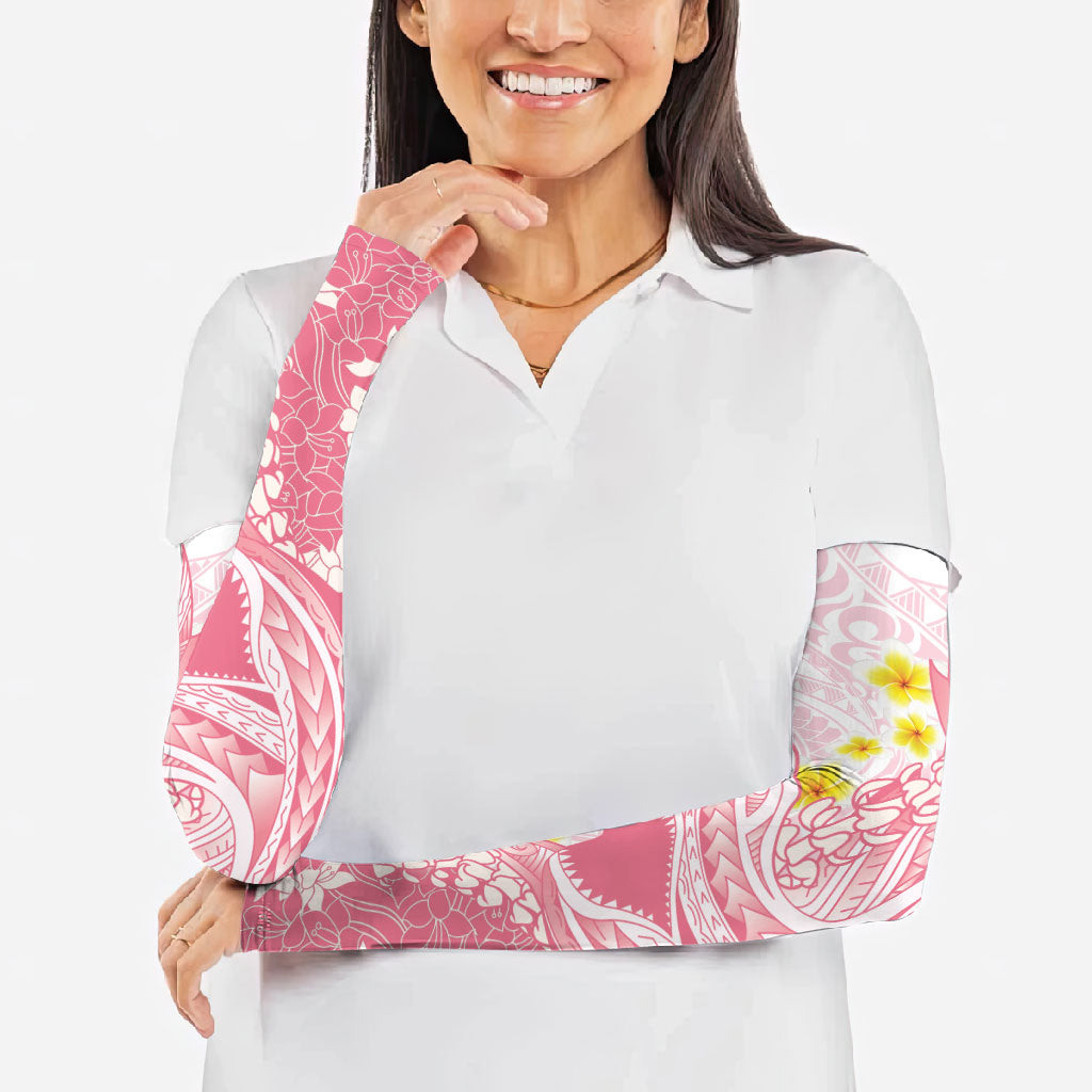 Pink Hawaii Shark Tattoo Arm Sleeves Puakenikeni Lei Plumeria Polynesian Pattern