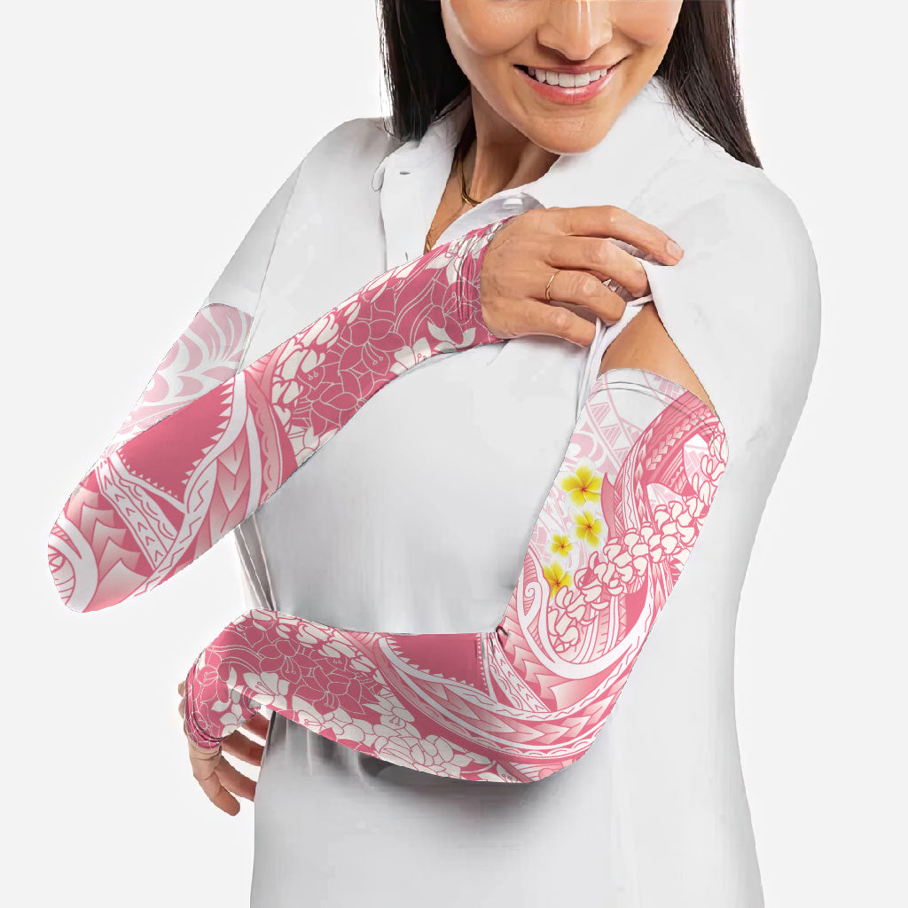 Pink Hawaii Shark Tattoo Arm Sleeves Puakenikeni Lei Plumeria Polynesian Pattern
