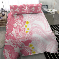 Pink Hawaii Shark Tattoo Bedding Set Puakenikeni Lei Plumeria Polynesian Pattern